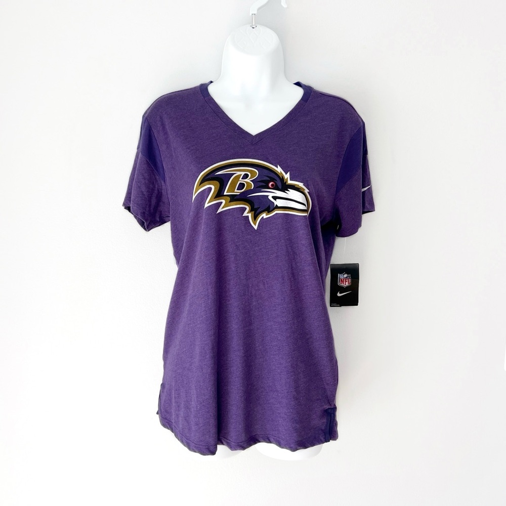 NWT Nike Baltimore Ravens Short Sleeve V-Neck Tee Shirt T-Shirt Purple Small